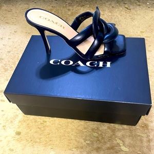 Brand New…..Black leather Coach Sandal 4 inch sandal